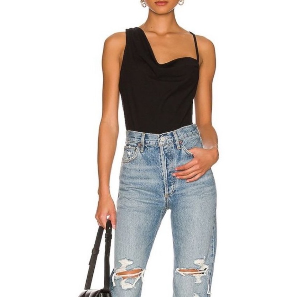 Lovers + Friends Cindi Tank Top in Black NWT Asymmetrical Size Small